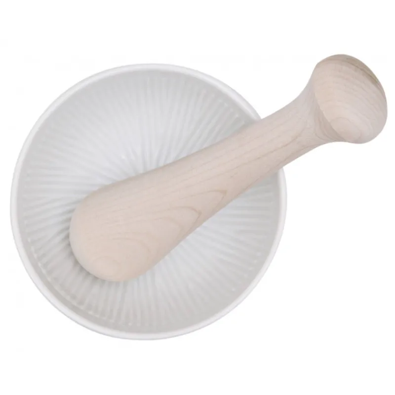 KAI Pilon Et Casse-noix|Mortier Porcelaine avec Pilon en Bois Select 100
