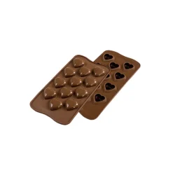 EASY CHOC Moules À Chocolat|Moule Silicone|Moule à Chocolat 12 Cœurs Bombés - Silicone Spécial Chocolat