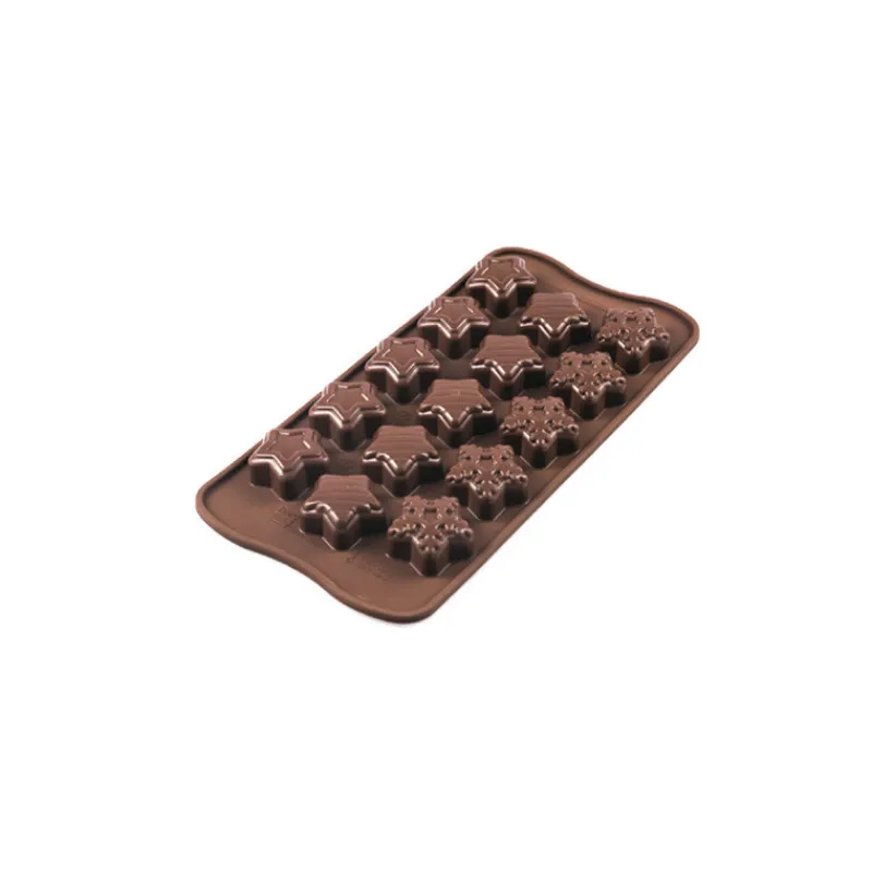 SILIKOMART Moules À Chocolat|Moule Silicone|Moule à Chocolat 15 Étoiles de Noël Easy Choc - Silicone Spécial Chocolat