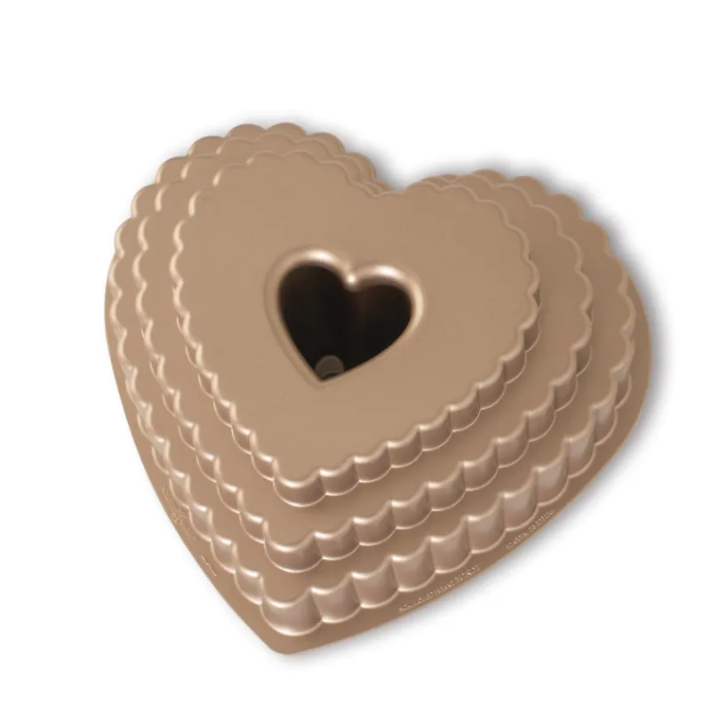 NORDIC WARE Moule Anti-adhésif|Moules À Gâteaux|Moule à Gâteau Bundt Cœur 3 Étages Toffee