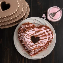 NORDIC WARE Moule Anti-adhésif|Moules À Gâteaux|Moule à Gâteau Bundt Cœur 3 Étages Toffee