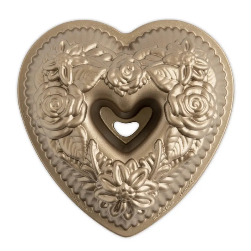 NORDIC WARE Moule Anti-adhésif|Moules À Gâteaux|Moule à Gâteau Bundt Cœur Floral Toffee