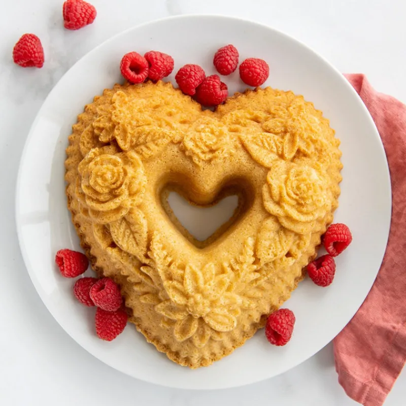 NORDIC WARE Moule Anti-adhésif|Moules À Gâteaux|Moule à Gâteau Bundt Cœur Floral Toffee