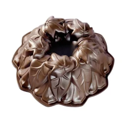 NORDIC WARE Moules À Gâteaux|Moule Anti-adhésif|Moule à Gâteau Bundt Feuilles d'Automne Bronze