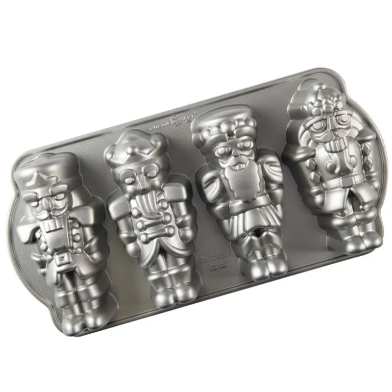 NORDIC WARE Moule Anti-adhésif|Moules À Gâteaux|Moule à Gâteaux Casse-Noisettes (x4) Silver
