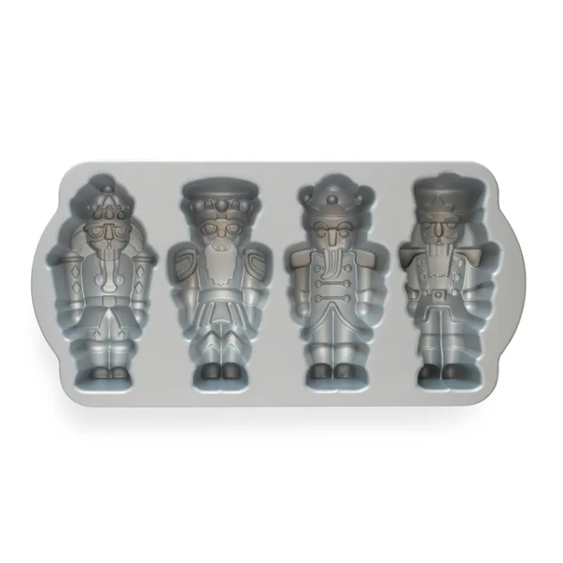 NORDIC WARE Moule Anti-adhésif|Moules À Gâteaux|Moule à Gâteaux Casse-Noisettes (x4) Silver
