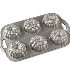 NORDIC WARE Moule Anti-adhésif|Moules À Gâteaux|Moule à Gâteaux Couronnes de Noël (x6) Silver