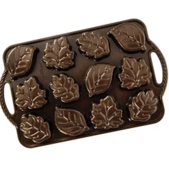 NORDIC WARE Moule Anti-adhésif|Moules À Gâteaux|Moule à Gâteaux Feuilles d'Automne (x12) Bronze