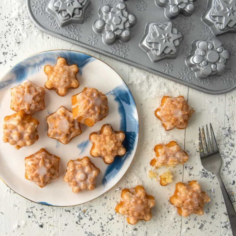 NORDIC WARE Moule Anti-adhésif|Moules À Gâteaux|Moule à Gâteaux Flocons de Neige (x12) Silver