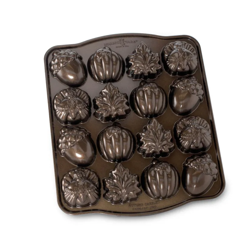 NORDIC WARE Moule Anti-adhésif|Moules À Gâteaux|Moule à Gâteaux Gourmandises d'Automne (x16) Bronze