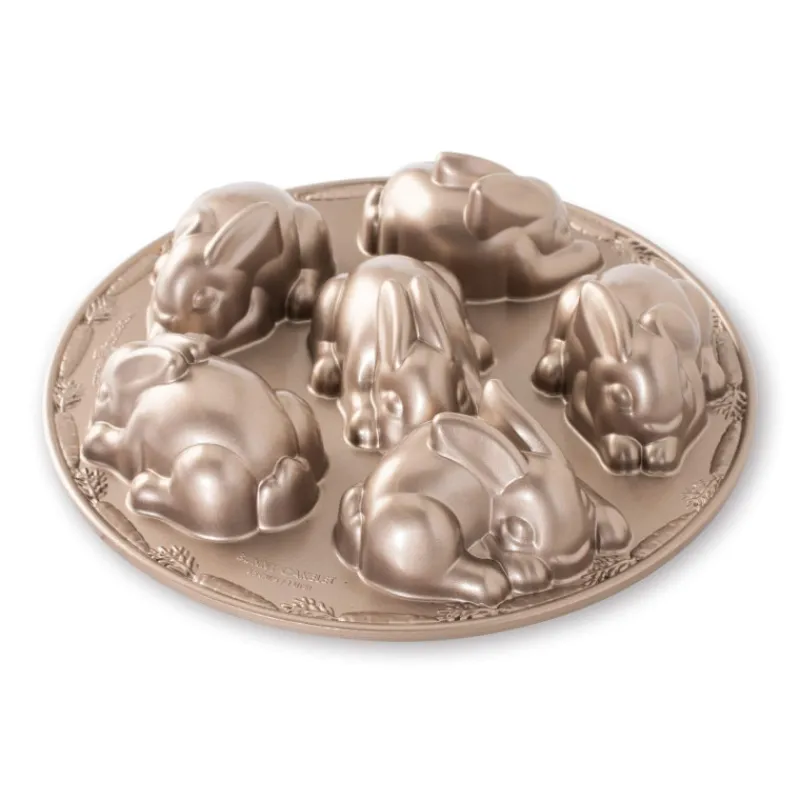 NORDIC WARE Moule Anti-adhésif|Moules À Gâteaux|Moule à Gâteaux Lapins (x6) Toffee