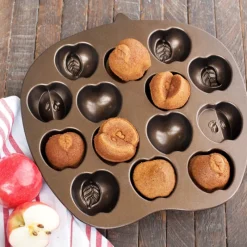 NORDIC WARE Moule Anti-adhésif|Moules À Gâteaux|Moule à Gâteaux Pommes (x14) Bronze