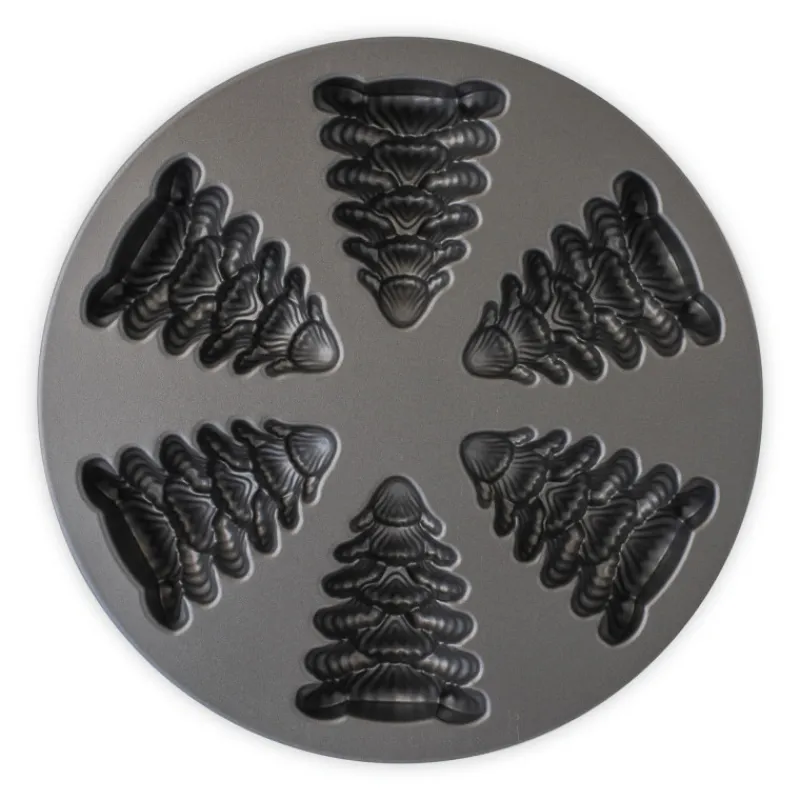 NORDIC WARE Moule Anti-adhésif|Moules À Gâteaux|Moule à Gâteaux Sapins (x6) Silver
