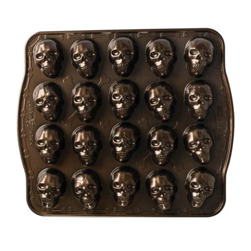 NORDIC WARE Moule Anti-adhésif|Moules À Gâteaux|Moule à Gâteaux Têtes de Mort (x20) Bronze