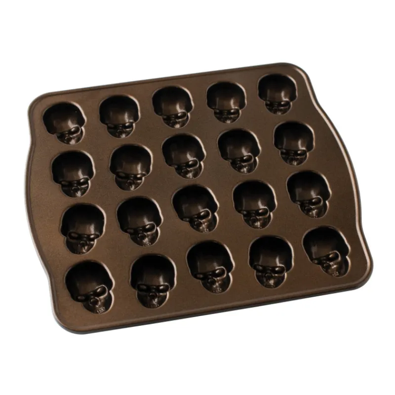 NORDIC WARE Moule Anti-adhésif|Moules À Gâteaux|Moule à Gâteaux Têtes de Mort (x20) Bronze