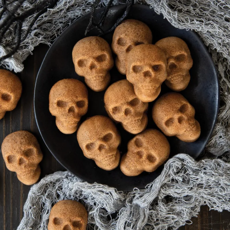 NORDIC WARE Moule Anti-adhésif|Moules À Gâteaux|Moule à Gâteaux Têtes de Mort (x20) Bronze