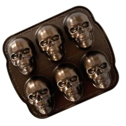 NORDIC WARE Moules À Gâteaux|Moule Anti-adhésif|Moule à Gâteaux Têtes de Mort (x6) Bronze