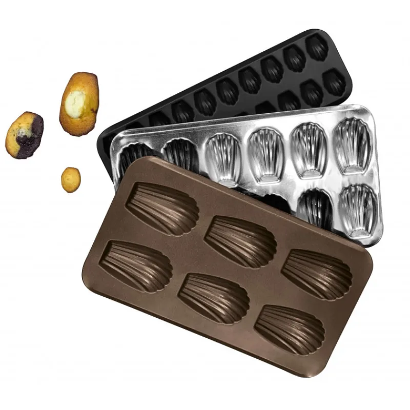 GOBEL Moule Anti-adhésif|Moules À Gâteaux|Moule 6 Madeleines XXL Anti-Adhésif Obsidian