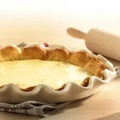 EMILE HENRY Plat De Cuisson|Moules À Gâteaux|Moule à Tarte en Céramique Ø 33 cm Argile