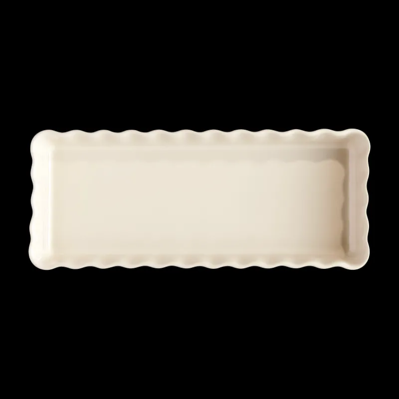 EMILE HENRY Plat De Cuisson|Moules À Gâteaux|Moule à Tarte Rectangulaire en Céramique 15 x 36 cm Argile