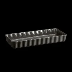 EMILE HENRY Plat De Cuisson|Moules À Gâteaux|Moule à Tarte Rectangulaire en Céramique 15 x 36 cm Fusain