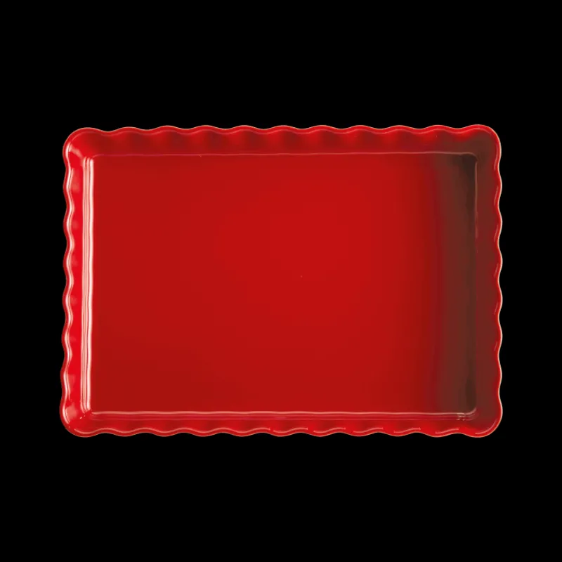 EMILE HENRY Plat De Cuisson|Moules À Gâteaux|Moule à Tarte Rectangulaire en Céramique 33,5 x 24 cm Grand Cru