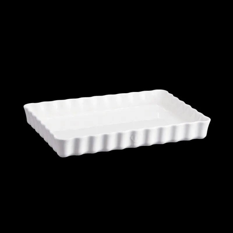EMILE HENRY Plat De Cuisson|Moules À Gâteaux|Moule à Tarte Rectangulaire en Céramique 33,5 x 24 cm Farine