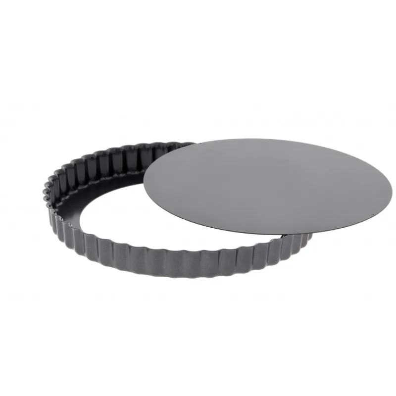 DE BUYER Moule Anti-adhésif|Moules À Gâteaux|Moule Anti Adhésif Tarte Cannelée Fond Amovible Ø 23 cm x H 2,8 cm