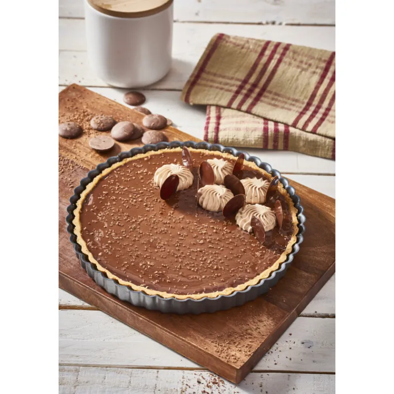 DE BUYER Moule Anti-adhésif|Moules À Gâteaux|Moule Anti Adhésif Tarte Cannelée Droite Ø 24 cm x H 2,8 cm