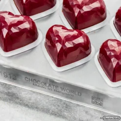 CHOCOLATE WORLD Moules À Chocolat|Moule Chocolat Cœur à Facettes 3,6 x 2,9 cm (x21)