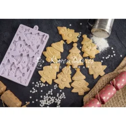 KAREN DAVIES Moule Silicone|Moule en Silicone 4 Personnages Sapin de Noël