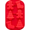 WILTON Moule Silicone|Moules À Gâteaux|Moule en Silicone Sapin de Noël, Pain d'Epice et Chaussette de Noël 6 Empreintes