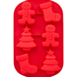WILTON Moule Silicone|Moules À Gâteaux|Moule en Silicone Sapin de Noël, Pain d'Epice et Chaussette de Noël 6 Empreintes