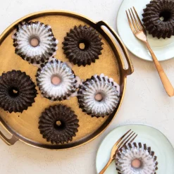 NORDIC WARE Moule Anti-adhésif|Moules À Gâteaux|Moule Mini Bundt Brilliance (x6) Gold