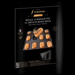 FLEXIPAN DEMARLE Moule Anti-adhésif|Moule Silicone|Moule Silicone 12 Barquettes 9 x 4,5 cm