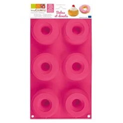 SCRAPCOOKING Moule Silicone|Moule Silicone 6 Donuts ou Babas Ø7,5 x2,8 cm