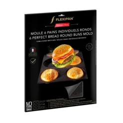 FLEXIPAN DEMARLE Moule Anti-adhésif|Moule Silicone|Moule Silicone 6 Pains Ronds Ø 10,5 cm