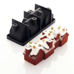 PAVONI Moule Silicone|Moules À Gâteaux|Moule Silicone Bûche Chalet 25 x 8,3 cm x H 9 cm