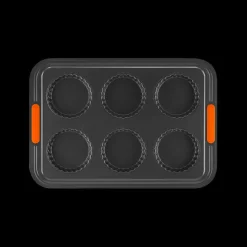 LE CREUSET Moule Anti-adhésif|Moules À Gâteaux|Moule Tartelettes Anti-Adhésif 6 Empreintes 38,7 x 26,9 cm