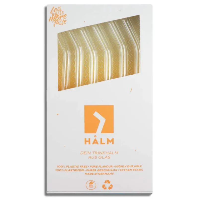 CUISINEADDICT Accessoires Bar|Paille Réutilisable en Verre 23cm courbée x6 HALM