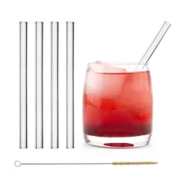 CUISINEADDICT Accessoires Bar|Paille Réutilisable en Verre 15cm droite x4 HALM