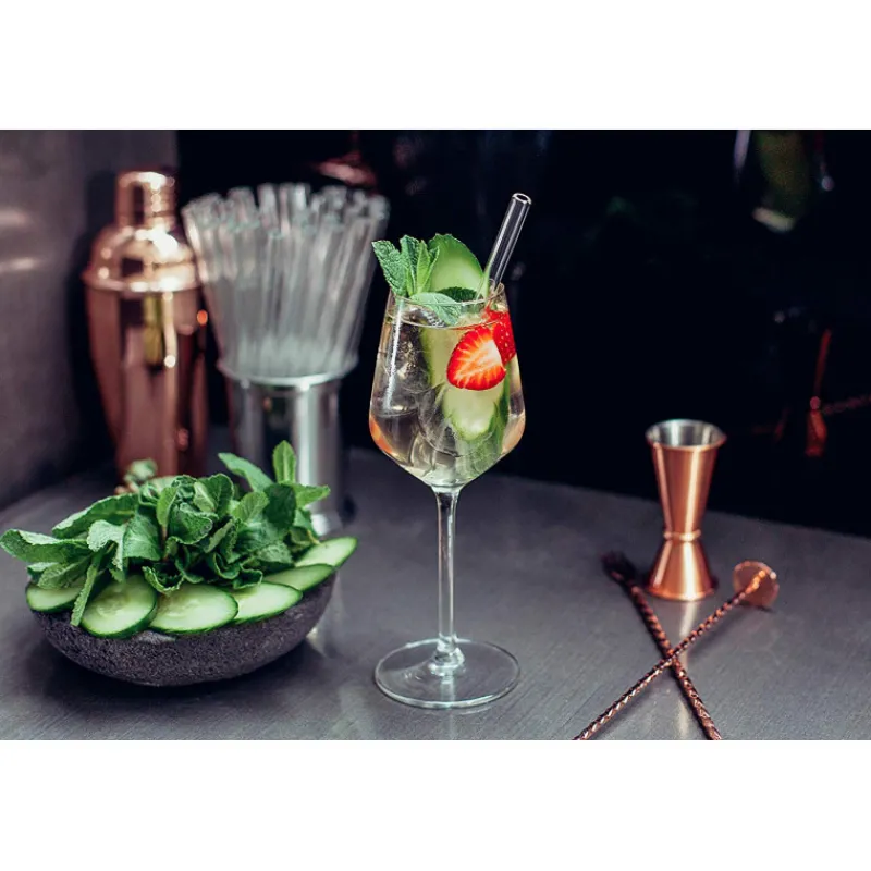 CUISINEADDICT Accessoires Bar|Paille Réutilisable en Verre 15cm droite x6 HALM