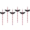 PARTYDECO Accessoires Bar|Pailles en Papier Halloween Chauve-Souris PartyDéco (x6)