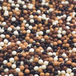 VALRHONA Décoration Comestible|Perles Craquantes aux Chocolats Noir Lait et Blond Dulcey 250g