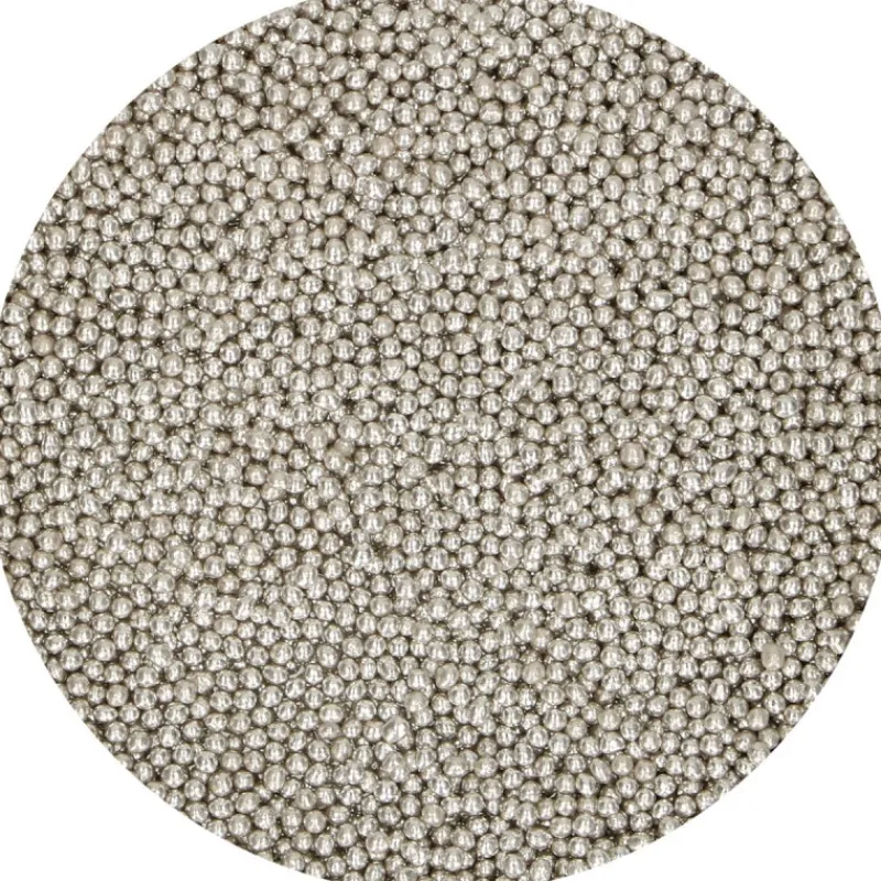 FUNCAKES Décoration Comestible|Perles de sucre 2mm Argenté 80g