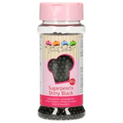 FUNCAKES Décoration Comestible|Perles de sucre Noir Brillant 80g
