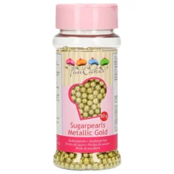 FUNCAKES Décoration Comestible|Perles de Sucre Or Métallique 80 g