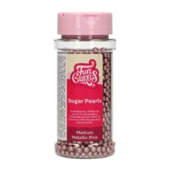 FUNCAKES Décoration Comestible|Perles de sucre Rose Métallique 80g