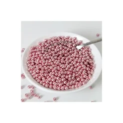 FUNCAKES Décoration Comestible|Perles de sucre Rose Métallique 80g