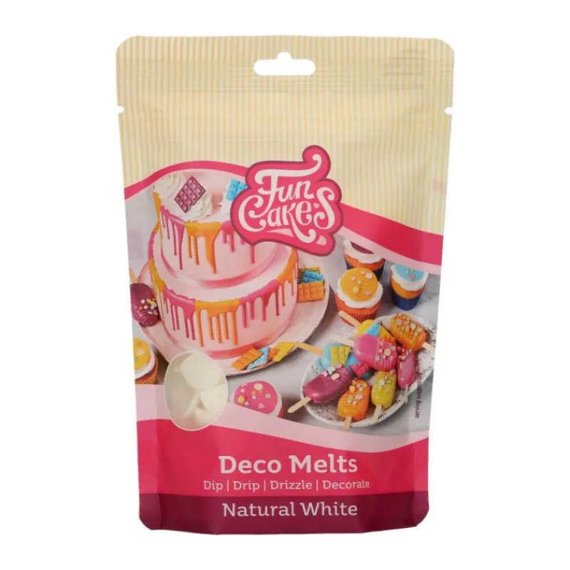 FUNCAKES Décoration Comestible|Pistoles Deco Melts Blanc Naturel 250g